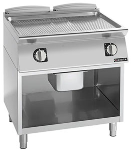 Giorik FRE941GCRXT 900 Series 800mm wide Open Base Ribbed Satin Chrome Electric Frytop
