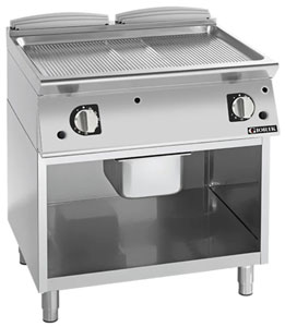 Giorik FRG741GCRXT 700 Series 400mm wide Open Base Ribbed Satin Chrome Gas Frytop