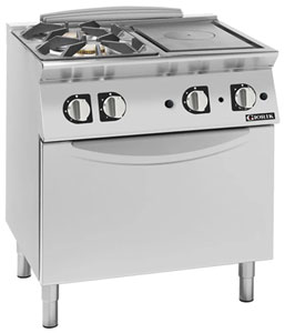 Giorik TG74FTLT 700 Series 800mm wide Combination Solid Target Top and Gas Burner on Gas Oven
