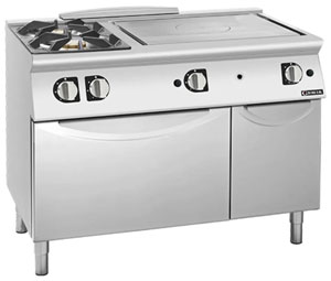 Giorik TG76FTLT 700 Series 1200mm wide Combination Solid Target Top and Gas Burner on Gas Oven