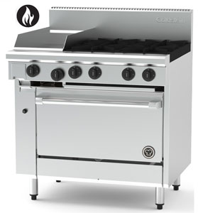 Goldstein PF12G428E-X 4 Burner + 305mm Griddle, Electric Static Oven