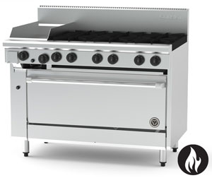 Goldstein PFC12G640E-X 6 Burner + 305mm Griddle, Electric Convection Oven