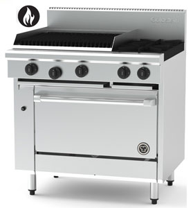 Goldstein PFC24Q228E-X 2 Burner + 610mm Chargrill, Electric Convection Oven