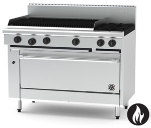 Goldstein PF36Q240EFF-X 2 Burner + 915mm Chargrill, Electric Fan Forced Oven