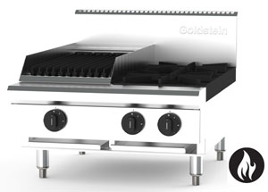 Goldstein PFB12Q2-X 2 Burner + 305mm Chargrill Gas Cooktop