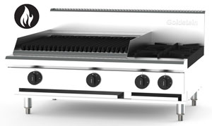 Goldstein PFB24Q2-X 2 Burner + 610mm Chargrill Gas Cooktop