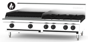 Goldstein PFB24Q4-X 4 Burner + 610mm Chargrill Gas Cooktop