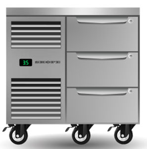 Skope ProSpec PG11.UBR.1.D3 3 Drawer 1 Bay GN 1/1 Underbench Fridge