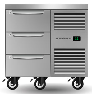 Skope ProSpec PG11.UBR.1.D3.RH 3 Drawer 1 Bay GN 1/1 Right Hand Underbench Fridge