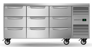 SKOPE ProSpec PG11.UBR.3.D9.RH  9 Drawer 3 Bay GN 1/1 Right Hand Underbench Fridge