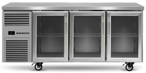 Skope Reflex RF7.UBR.3.GD 3 Glass Door Underbench Food Storage Fridge