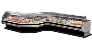 Tecnodom CN90E Corner External Glass Curved Front Glass Deli Display