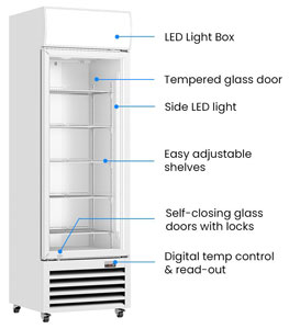 Thermaster LG-370P 370L Glass Door Colourbond Upright Fridge