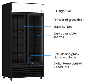 Thermaster LG-580BP 568L 2 Glass Door Colourbond Upright Fridge
