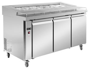 Thermaster PWB150 3 Door Deluxe Pizza Prep Bench Fridge