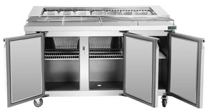 Thermaster PWB150 3 Door Deluxe Pizza Prep Bench Fridge