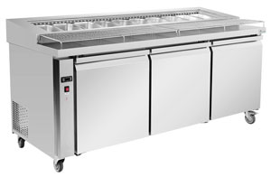 Thermaster PWB200 3 Door Deluxe Pizza Prep Bench Fridge