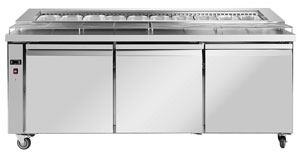 Thermaster PWB200 3 Door Deluxe Pizza Prep Bench Fridge