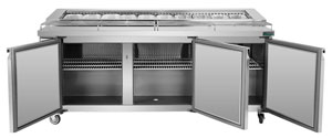Thermaster PWB200 3 Door Deluxe Pizza Prep Bench Fridge