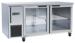 Thermaster TL1500TNG 2 Glass Door 1500mm Workbench Freezer