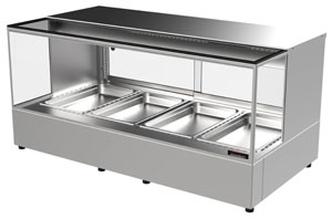 Woodson W.HFHSQ24 4 Module Heated Chicken Display Square Glass Profile