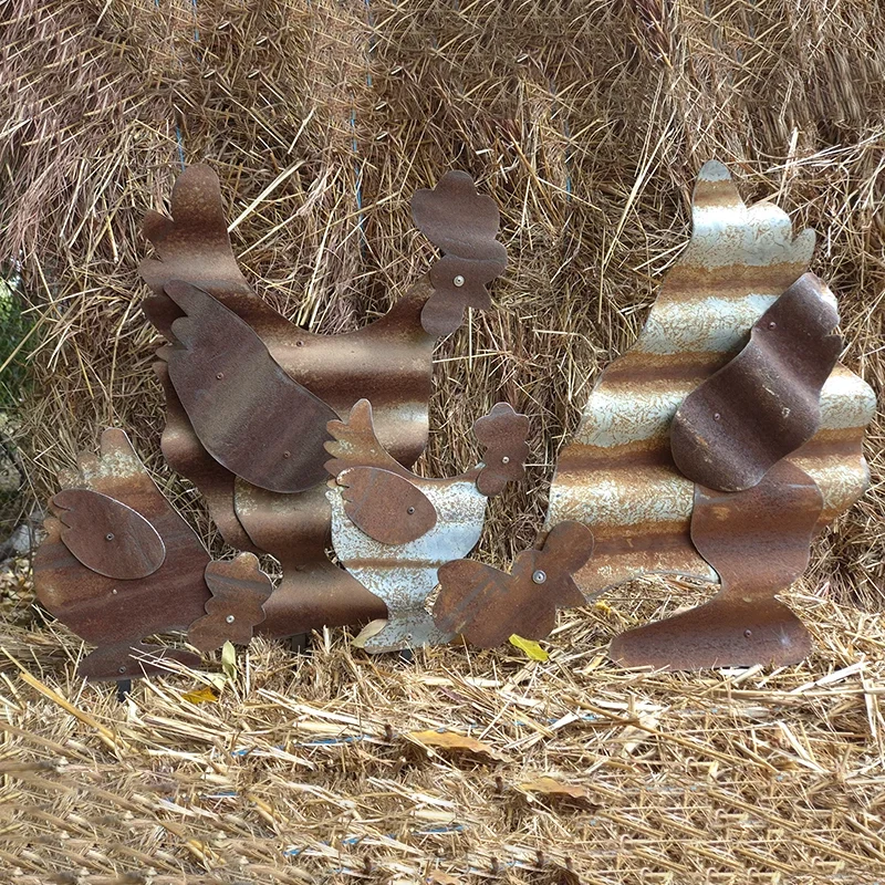 Corrugated Iron Chickens Large