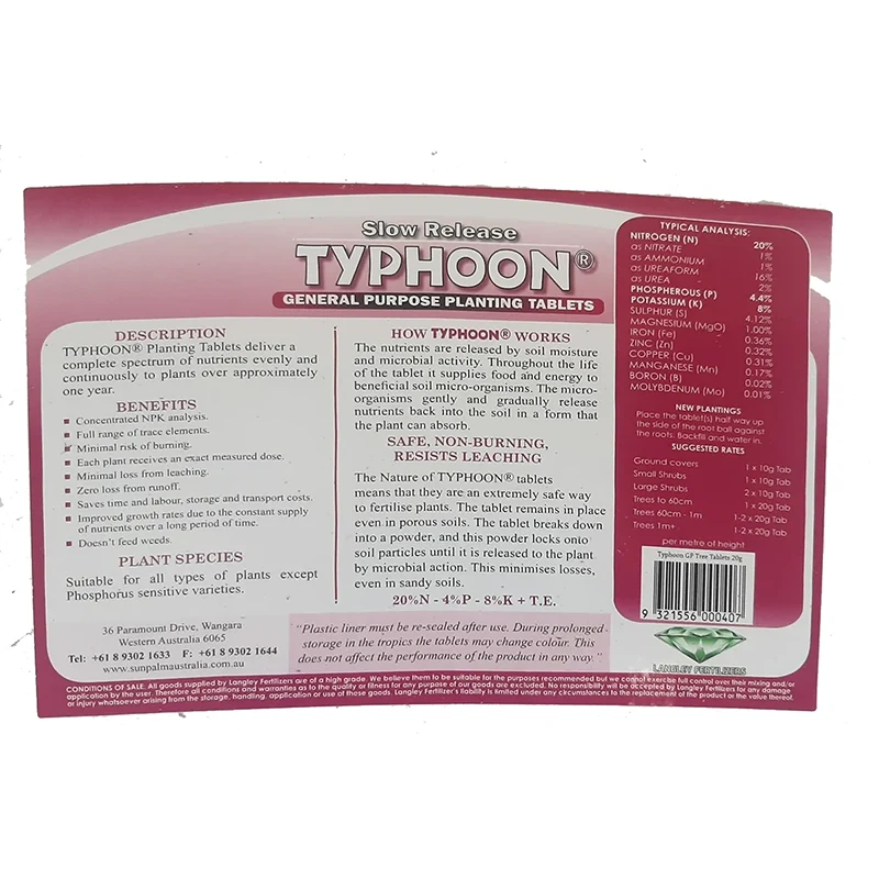 Slow Release Typhoon Tablets Bag 50