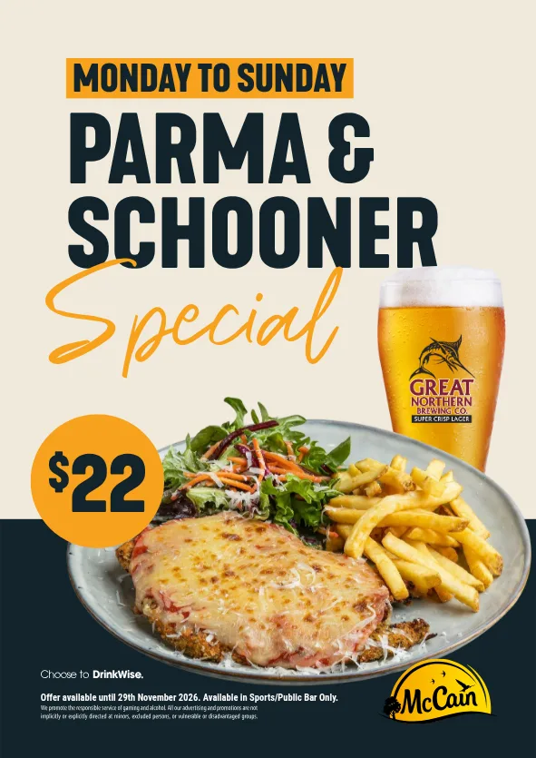 Parma & Schooner Special @ Brighton Beach Hotel