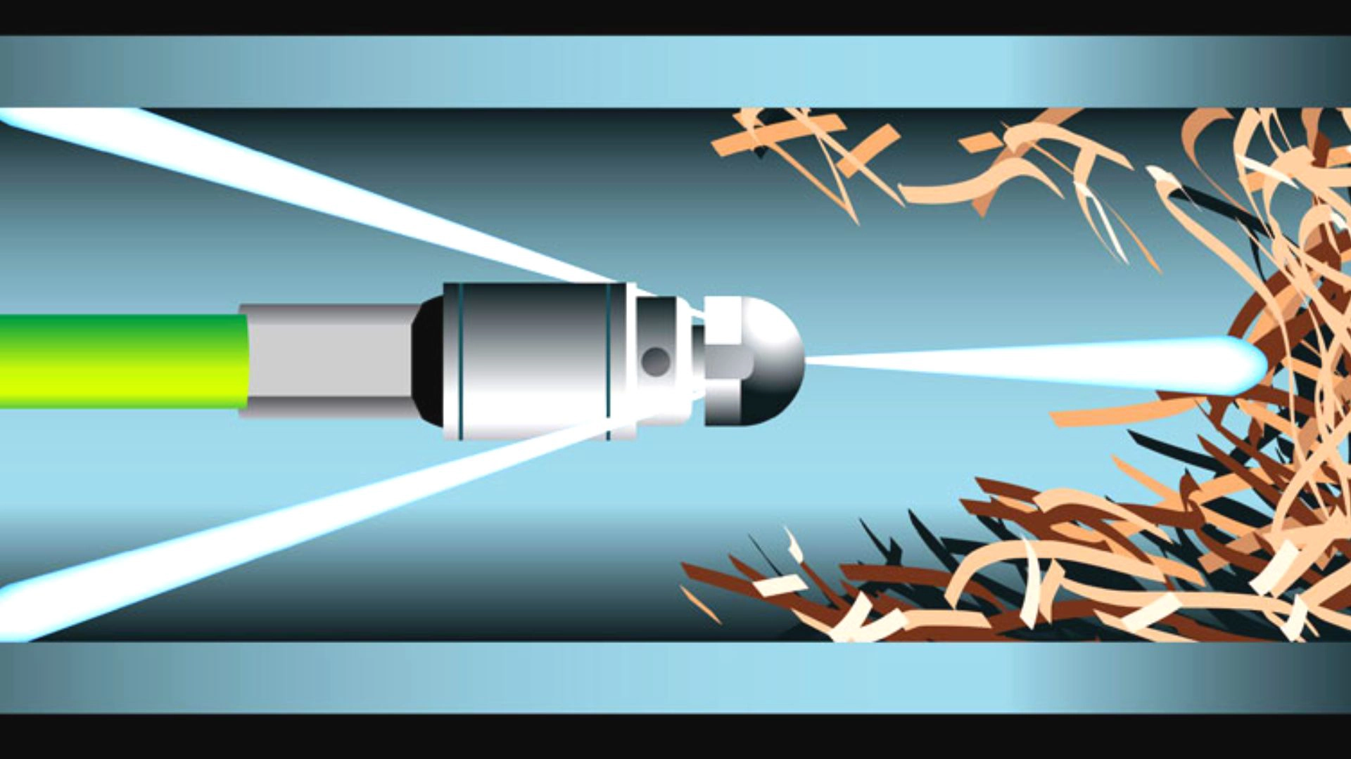 Cartoon Jet Blaster Removing Debris Pipe