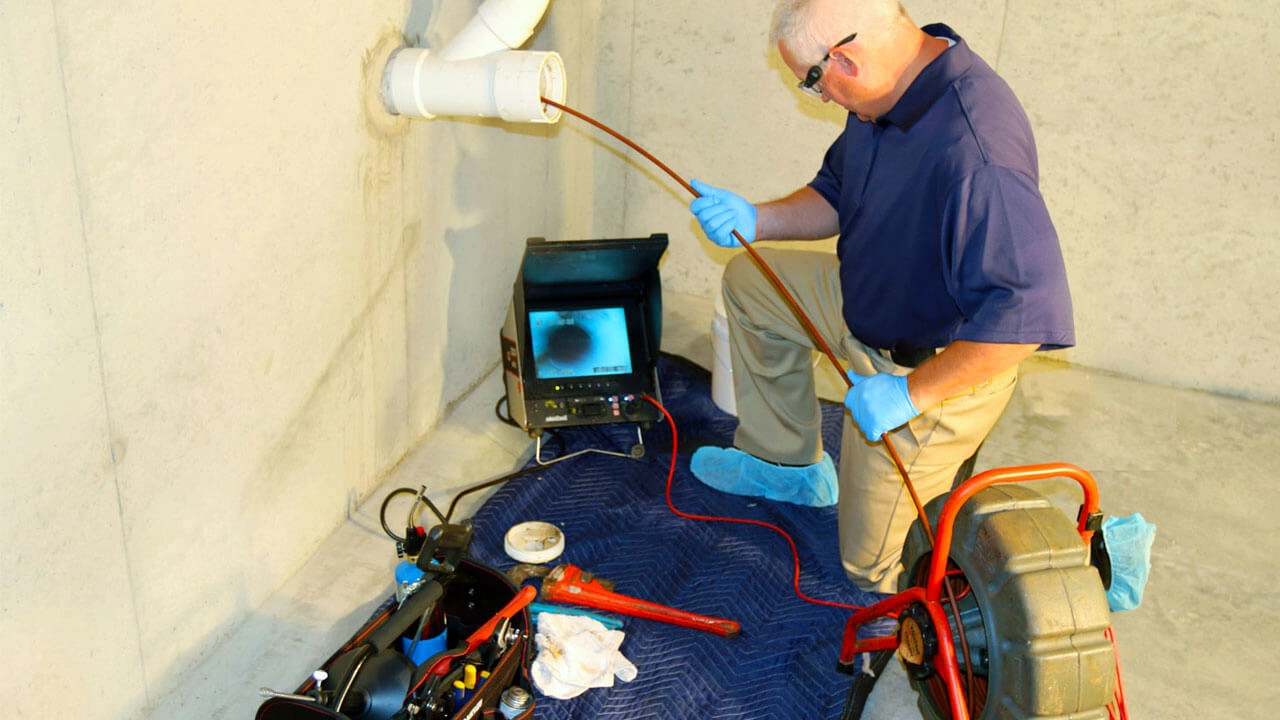 Man Inspecting Pipe Cctv