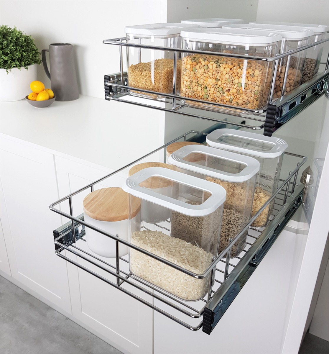 Thumbnail image of Pull Out Pantry Wire Basket Side Mount (100mm High)