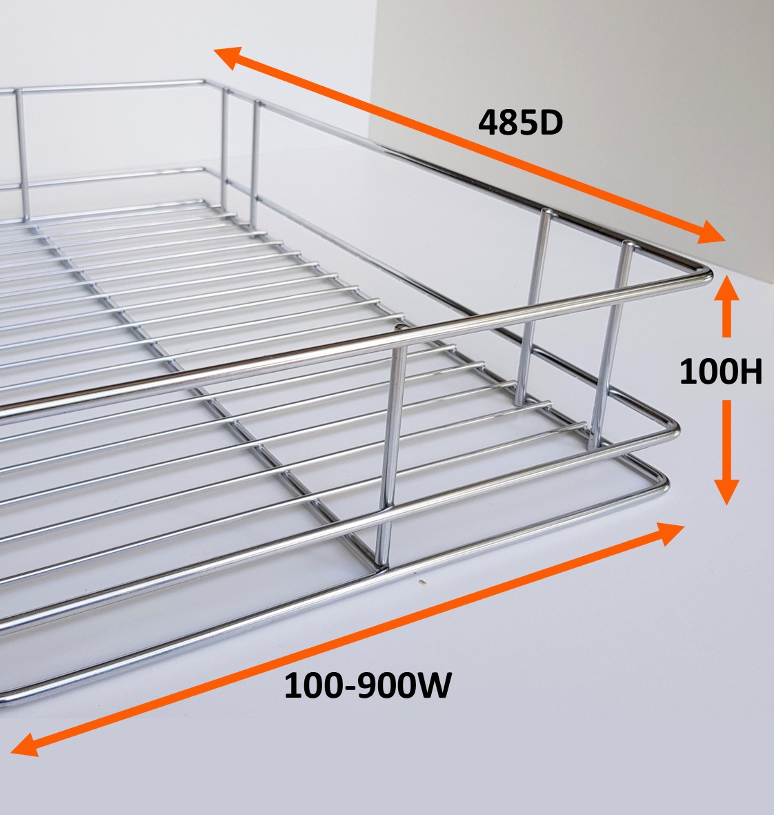Image 2 Pull Out Pantry Wire Basket (100mm High) Bottom Mount