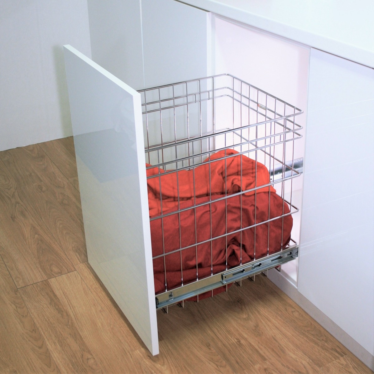 Image 1 Door Mount Laundry Basket, 500H Stainless Steel Basket, 485D (Incl. Door Mounts)