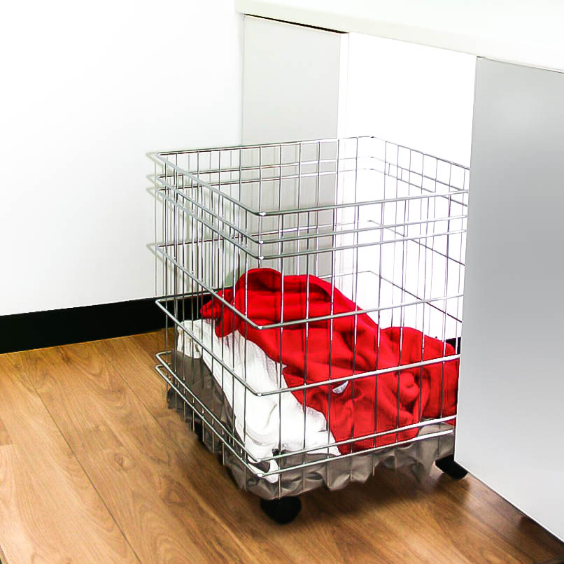 Image 1 Laundry Basket, 500H Stainless Steel Basket (Incl. Castors)