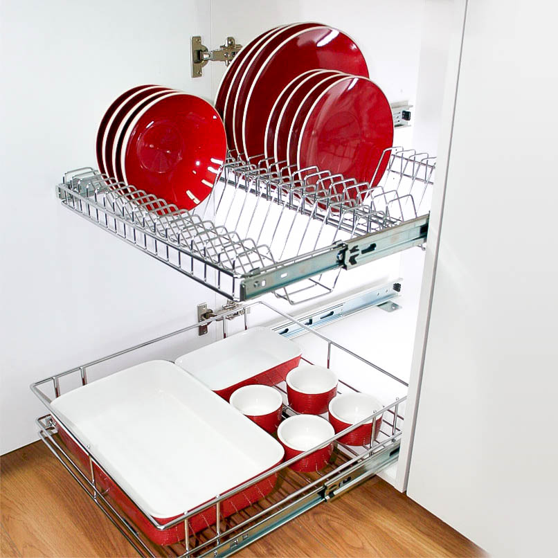 Thumbnail image of Double Pull Out Plate Rack (Stainless Steel Wire)