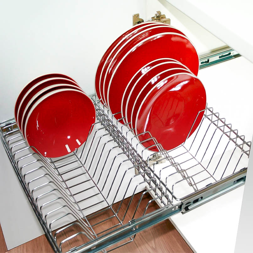 Double Pull Out Plate Rack (Stainless Steel Wire)