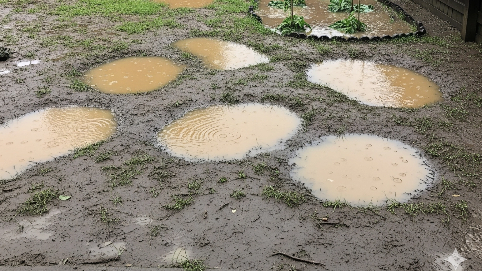 pooling  water in backyard