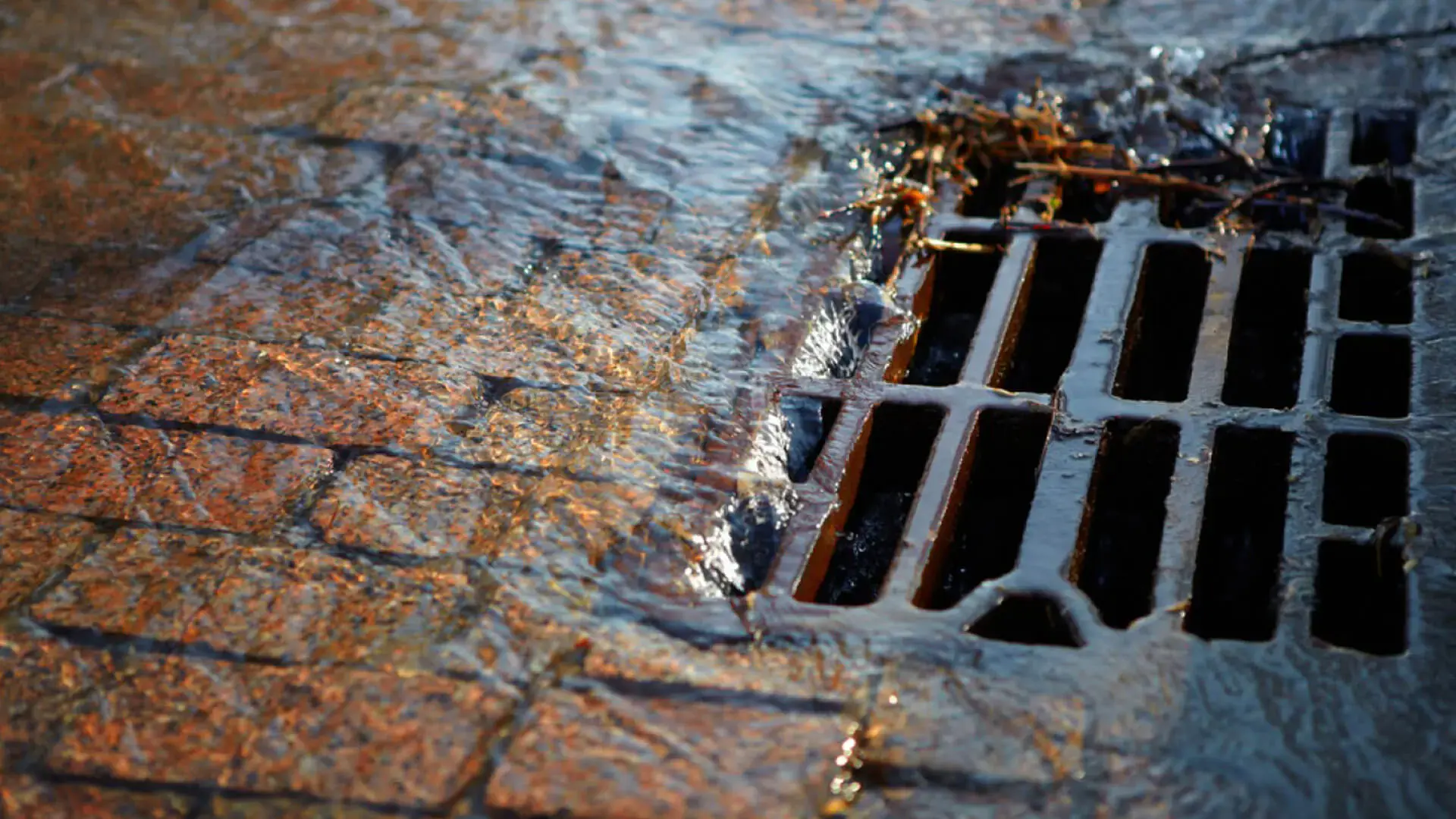 water running down drain