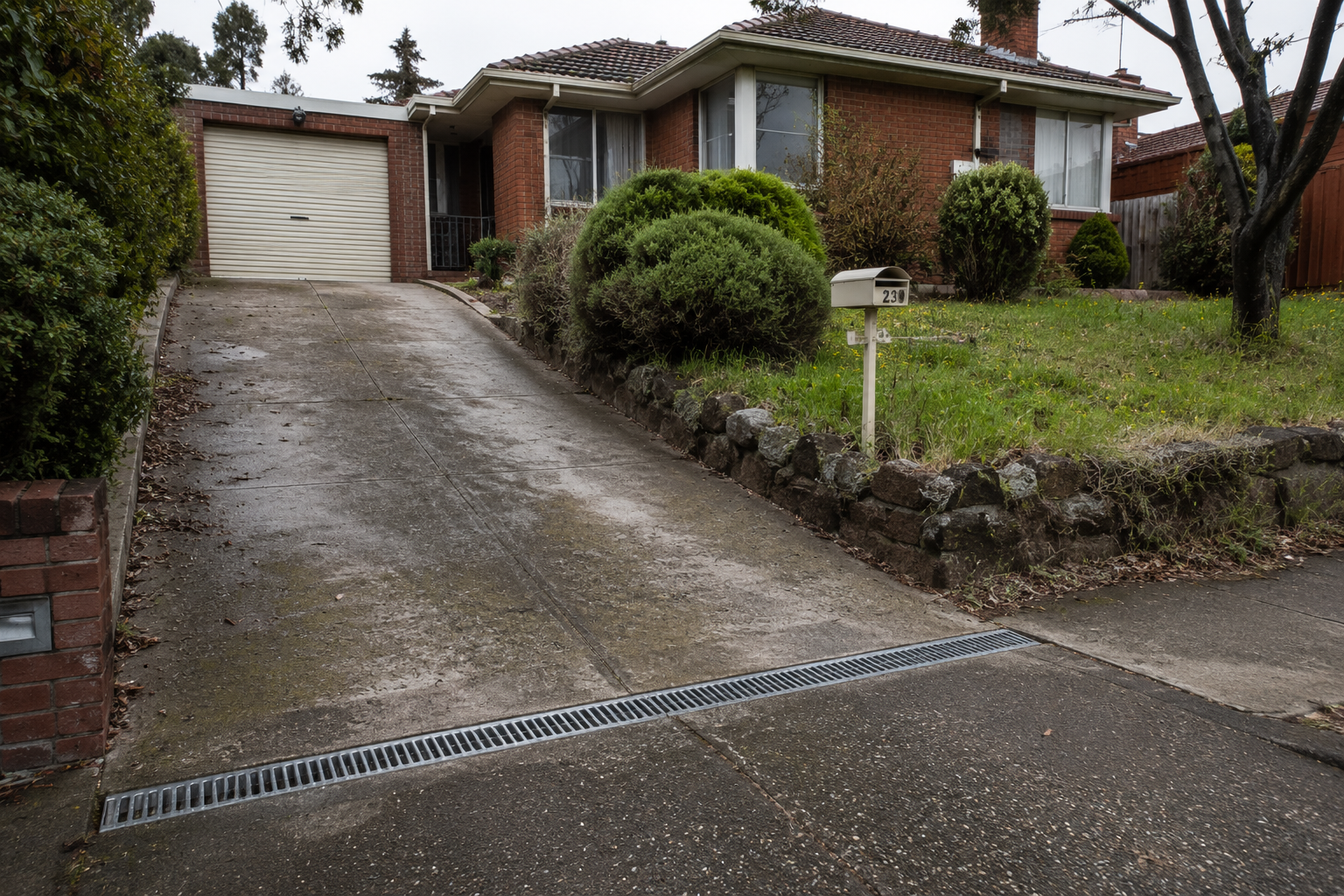 Trench drain at end of driveway