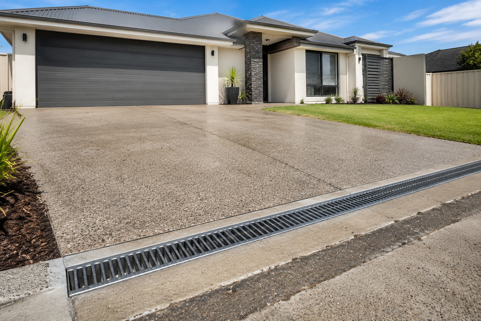Trench drain on end of driveway