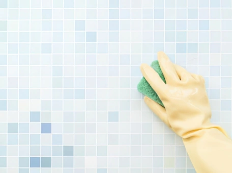 Different shades of blue mosaic tiles for kitchen splashback
