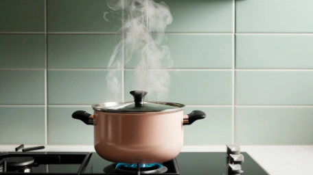 Sage horizontal tile kitchen splashback to 'stretch' your kitchen