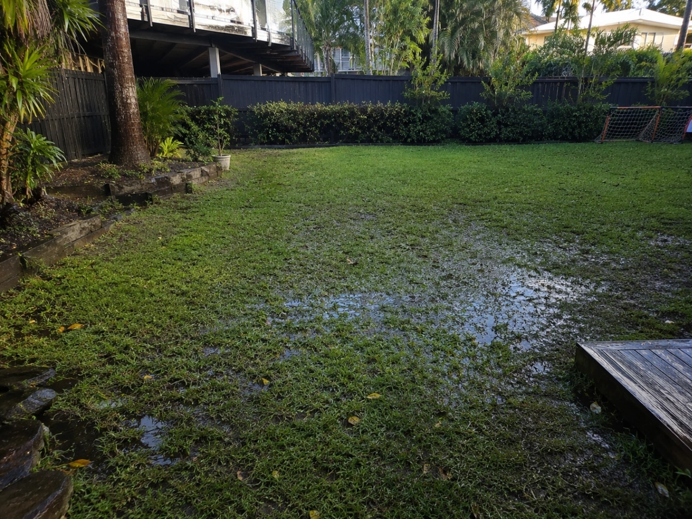 soggy yard in need a drainage solution