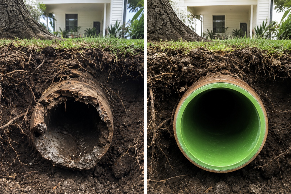 pipe relining job before and after